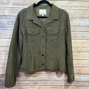Faconnable Corduroy Button Down Jacket Olive Green Size Large